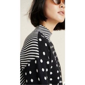 Anthropologie Black and White Turtleneck Sweater